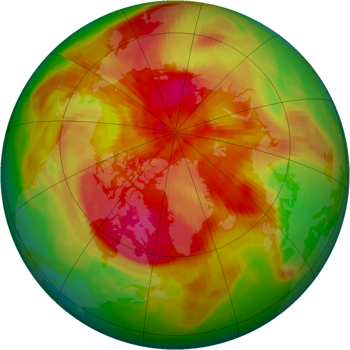 Arctic ozone map for 28 March 1989